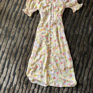 Floral Yellow Dress and Striped Blue Dress